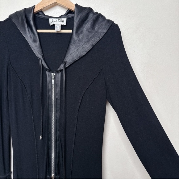 Joseph Ribkoff Womens 4 Vintage Goth Hooded Zip Pocket Long Dress Jacket - Picture 6 of 14